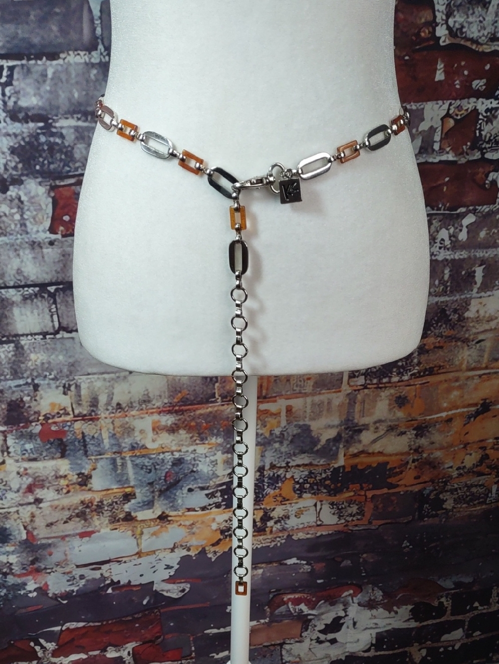 Kenneth Cole Silver/Tortoise Chain Link Belt